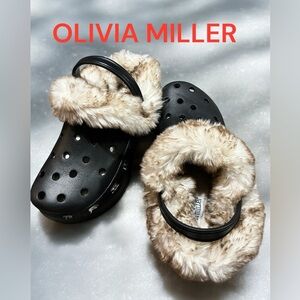 Olivia Miller faux-fur clogs. platform sole,cozy faux-fur lining.  Size 8.5